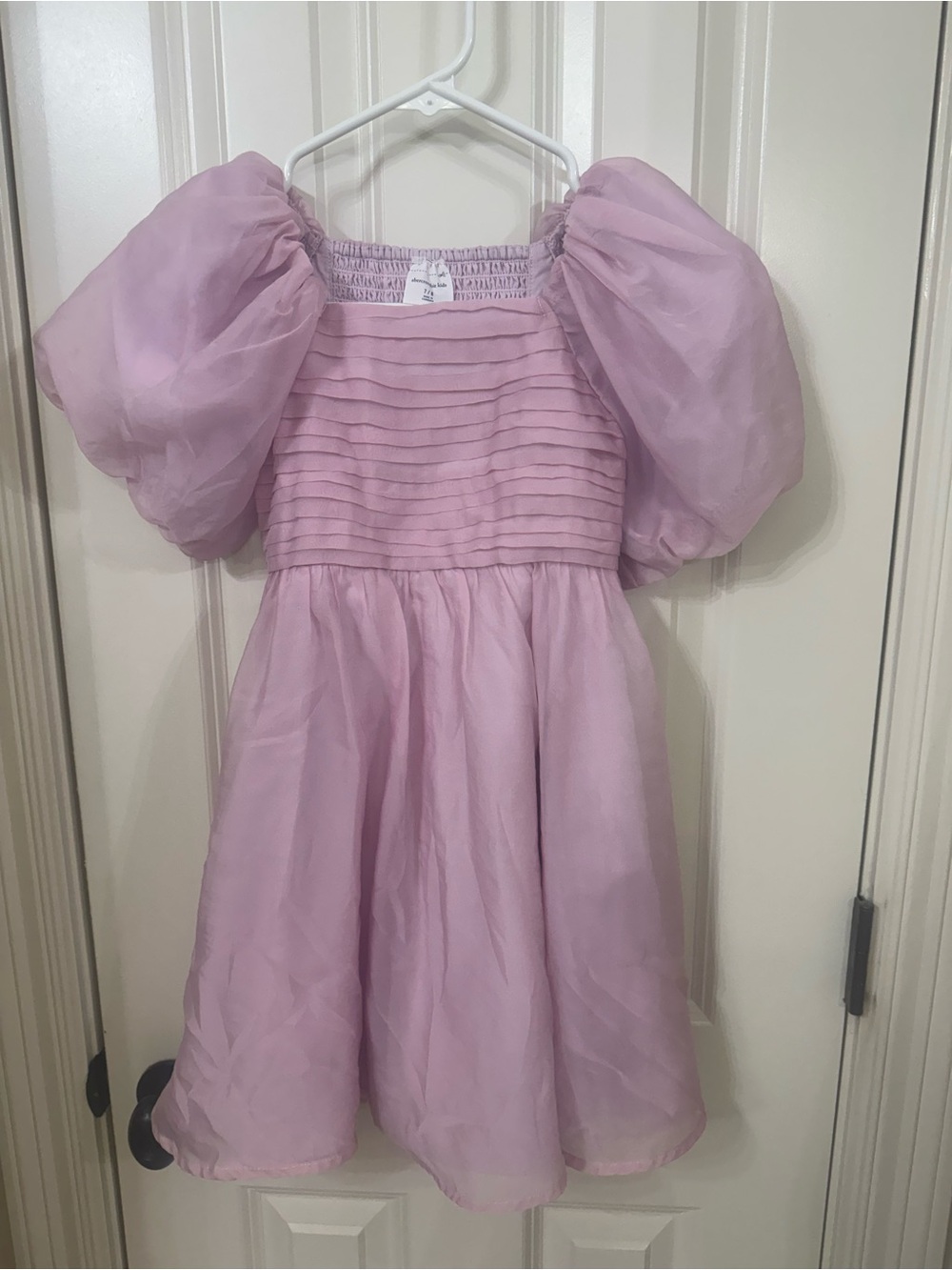 Girls' Puff Sleeve Party Dress - Light pink